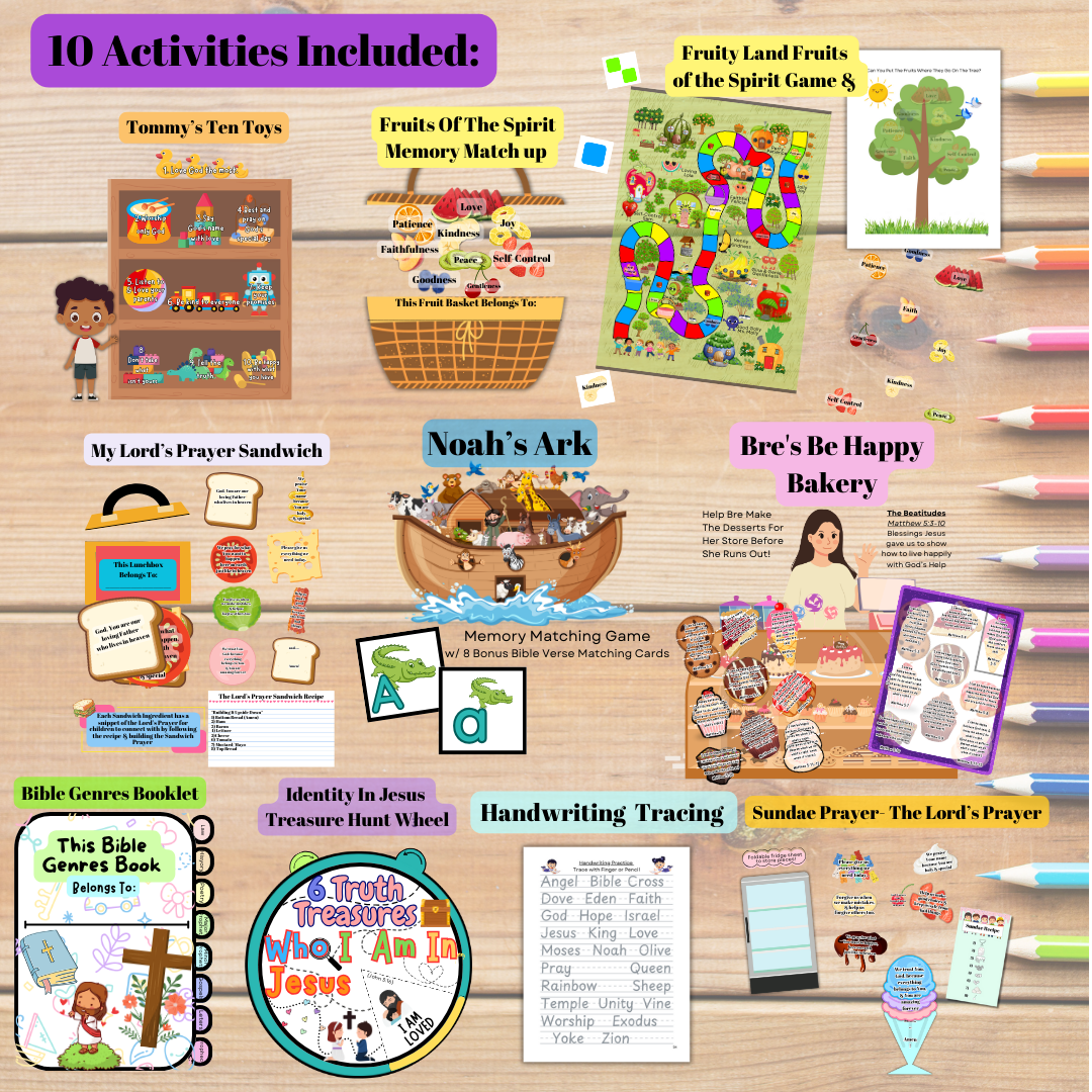 Busy Bible Workbook Digital & Printable Bible Activity Pages Ages 3 & 4 Edition | Sunday School | Homeschool