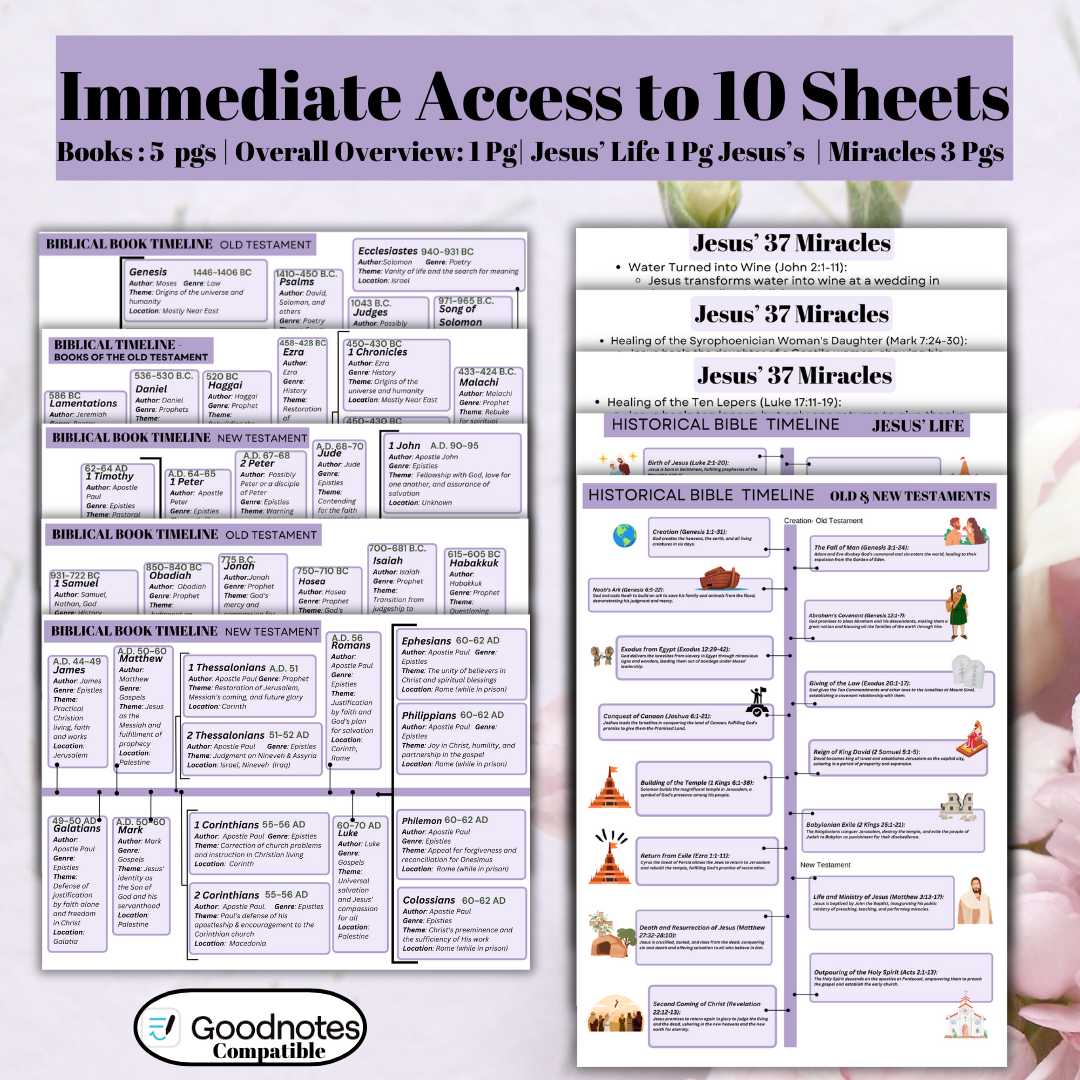 Bible History Timelines & Breakdowns- Simplify Deeper Understanding Visually Digital & Printable