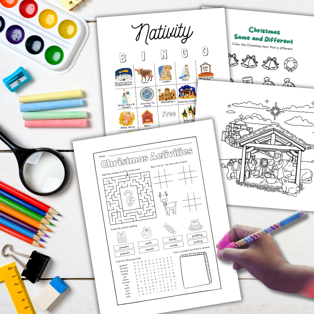 Nativity Christmas Activity Bundle Ages 4-9 Printable & Digital