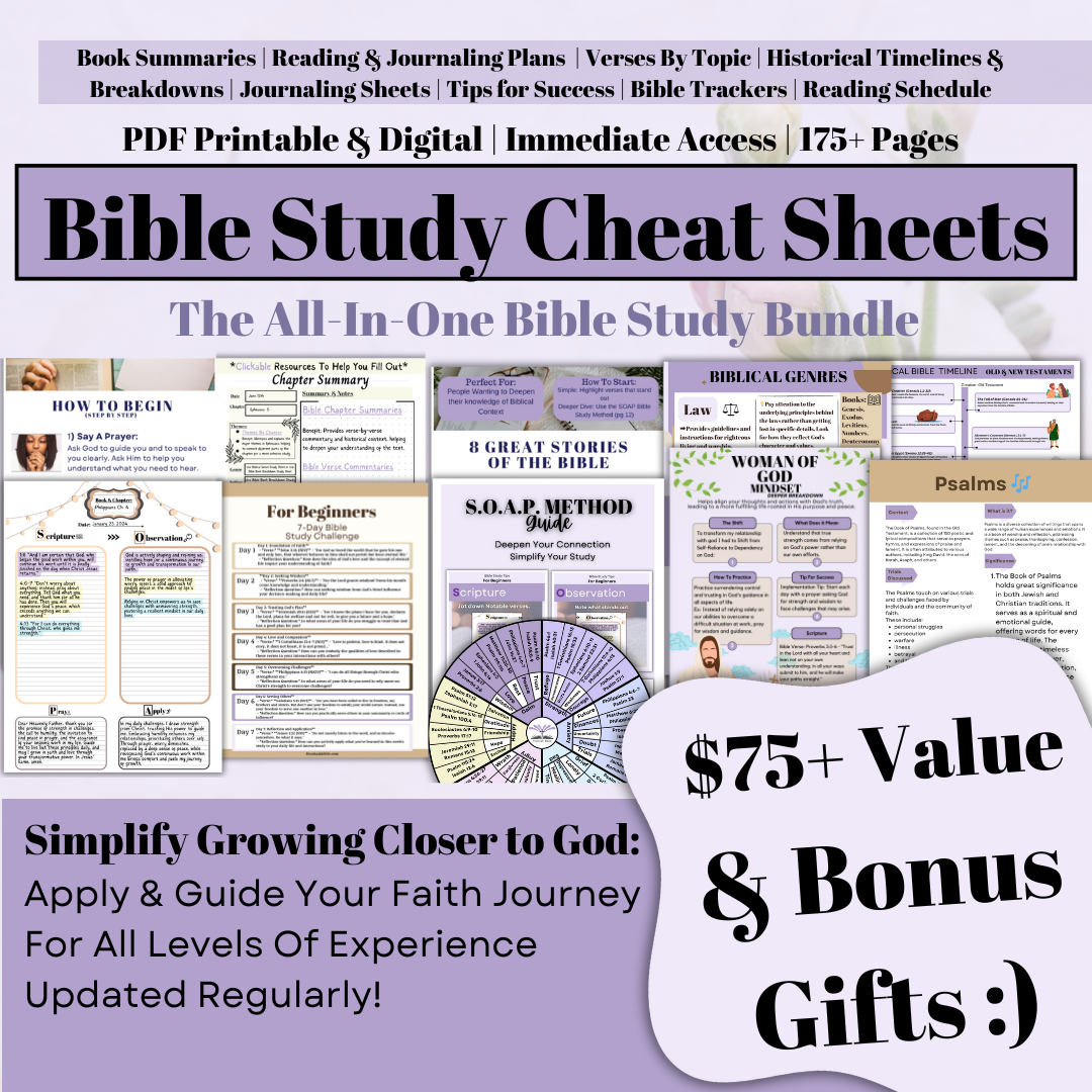 Bible Study Cheat Sheets The Ultimate Bundle To Grow Closer to God