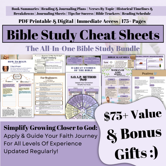 Bible Study Cheat Sheets The Ultimate Bundle To Grow Closer to God